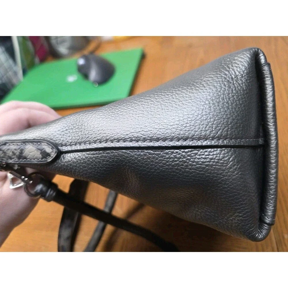 COACH F38877 Emma Mini Satchel Crossbody Bag/ Gunmetal Leather/Snakeskin